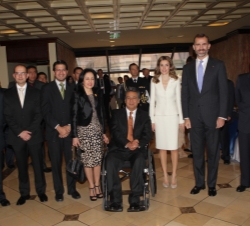 Viaje Oficial a la República de Ecuador. Los Príncipes de Asturias junto al vicepresidente de Ecuador, Lenin Moreno, en el I Encuentro Empresarial His